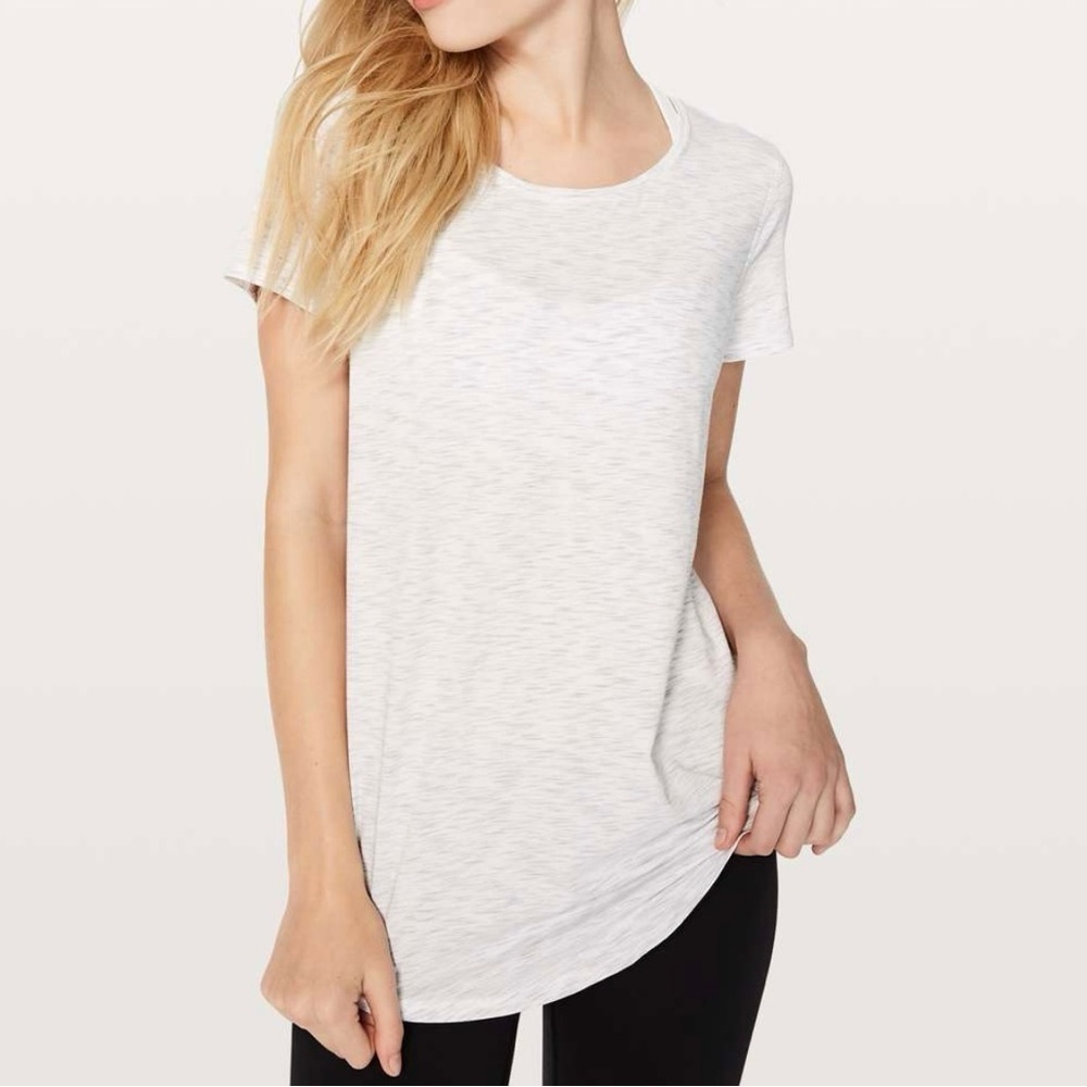 Lululemon sz 6 Love Crew Space Dye Ice Grey Alpine White Short Sleeve T-Shirt